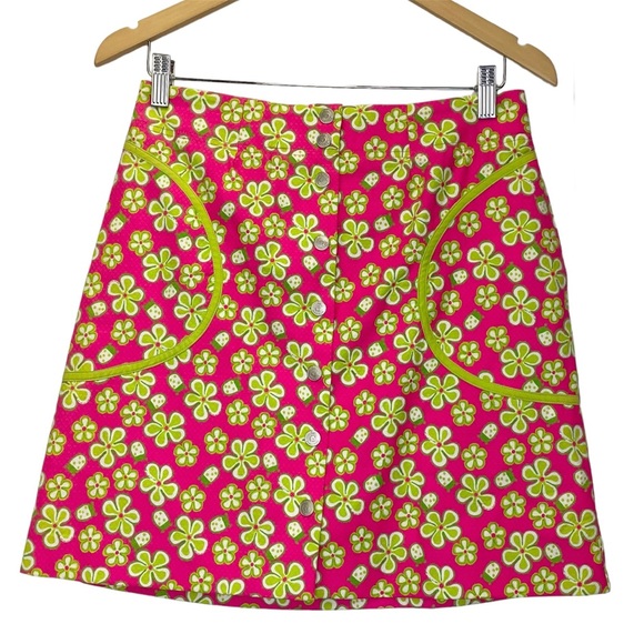 Lilly Pulitzer Dresses & Skirts - Lilly Pulitzer Rare Pink Green Dune Buggy Mini Skirt Size 4 Barbiecore Stretch